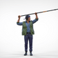 Product photo diorama and model building miniature figure: Reporter with microphone pole