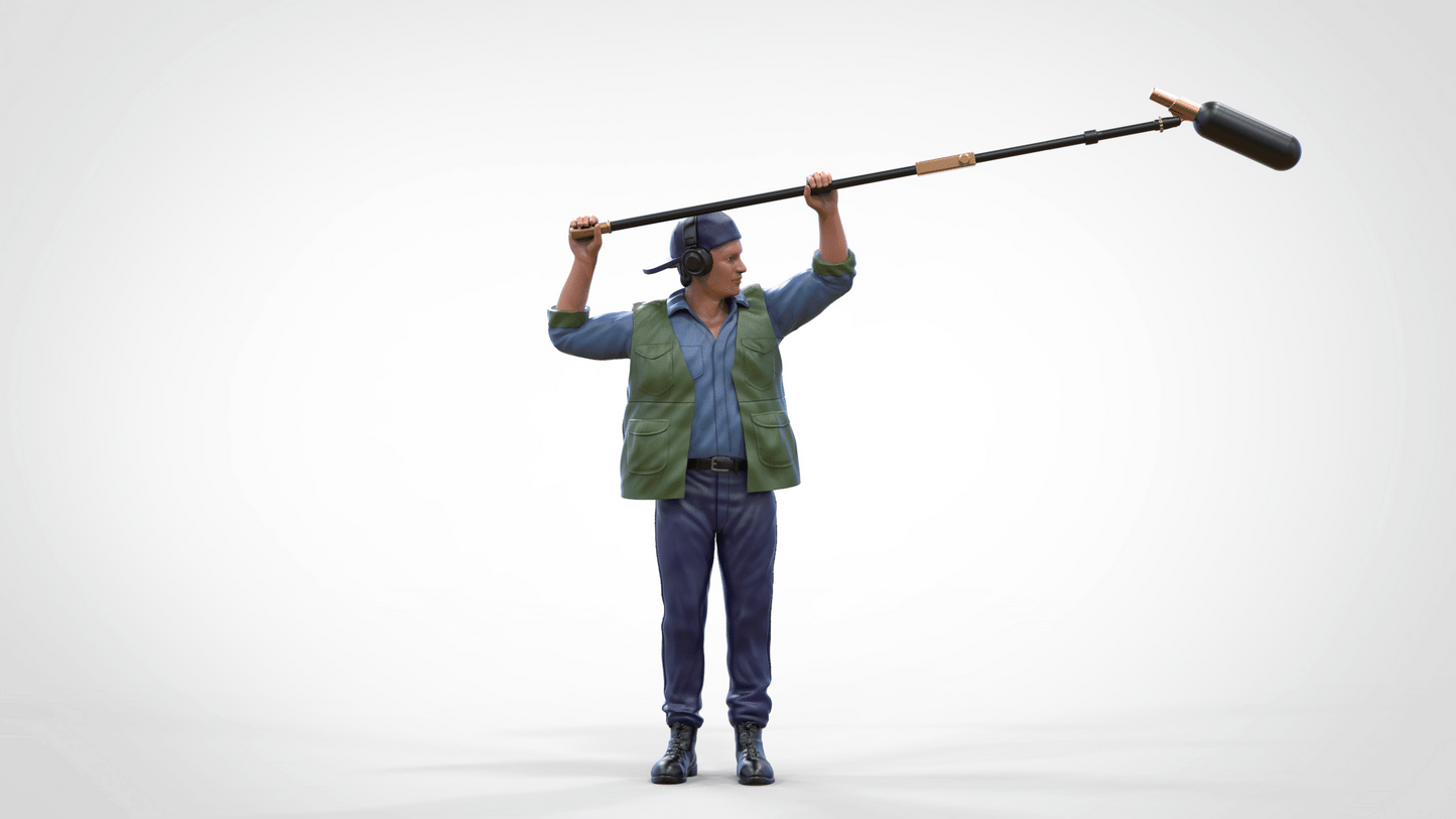 Product photo diorama and model building miniature figure: Reporter with microphone pole