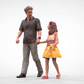 Product photo diorama and model building miniature figure: Man with daughter - walker