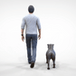 Product photo diorama and model building miniature figure: Man with dog - Walker