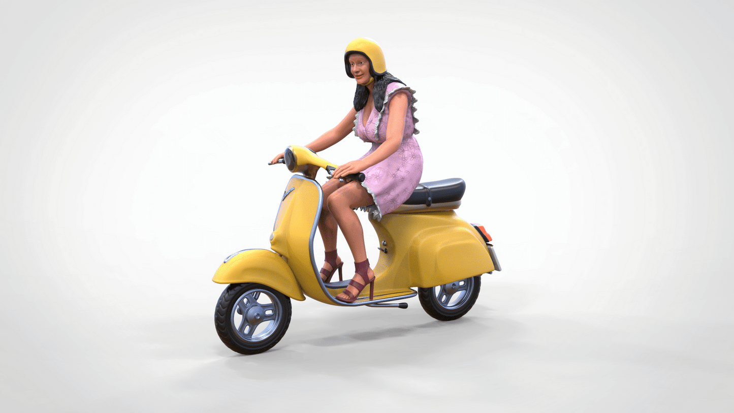 Produktfoto Diorama und Modellbau Miniatur Figur: Frau auf Vespa