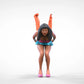 Product photo diorama and model building miniature figure: Woman starting a race