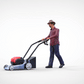 Product photo diorama and model building miniature figure: man with lawn mower