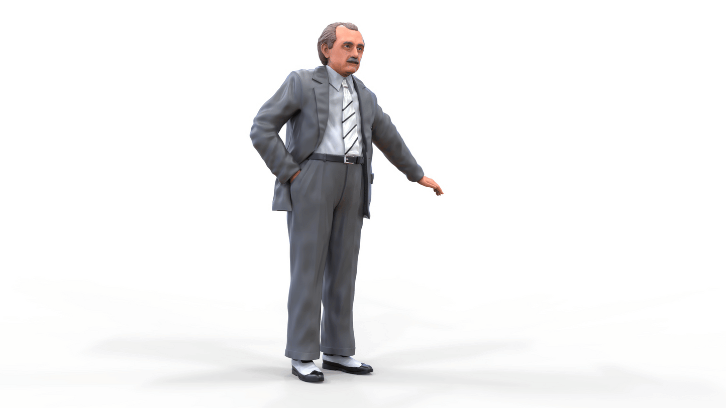 Product photo diorama and model building miniature figure: man in suit and tie