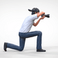 Product photo diorama and model building miniature figure: photographer kneeling