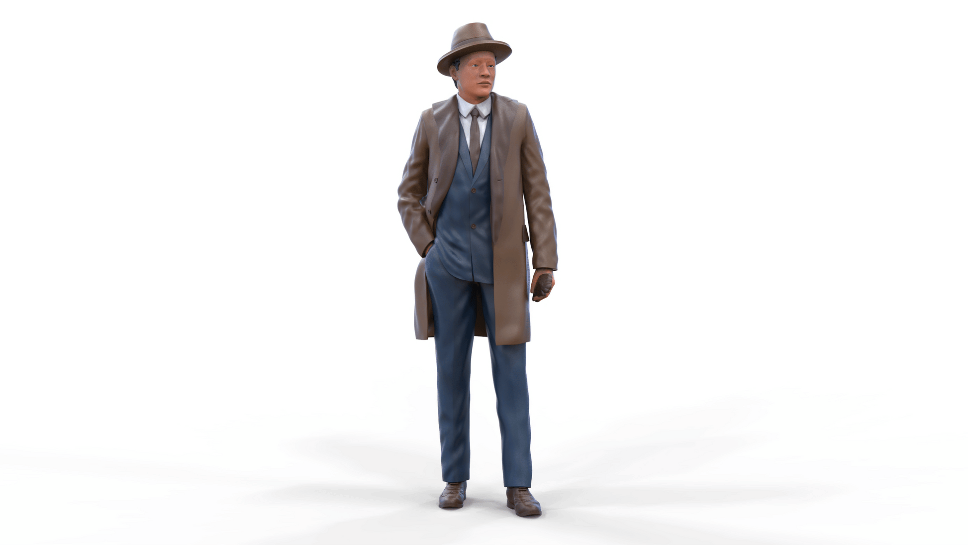 Product photo diorama and model building miniature figure: Vintage man - 1920s gangster in coat