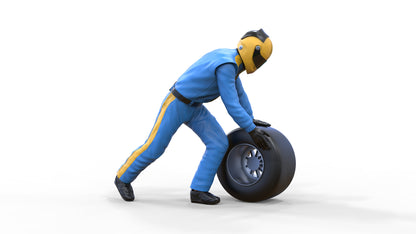 Product photo diorama and model building miniature figure: Pit Crew Tire Change 2