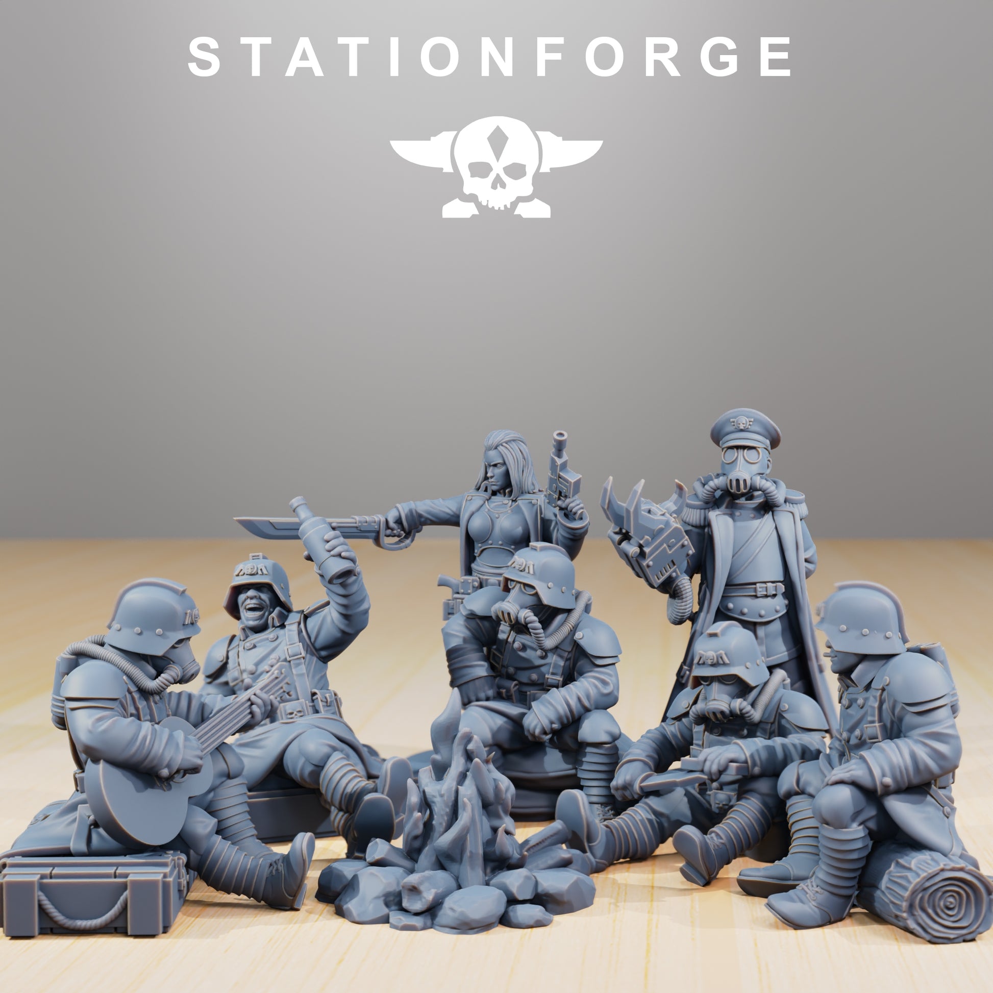 Produktfoto 28mm Tabletop Minis Stationforge: Comrades at Campfire