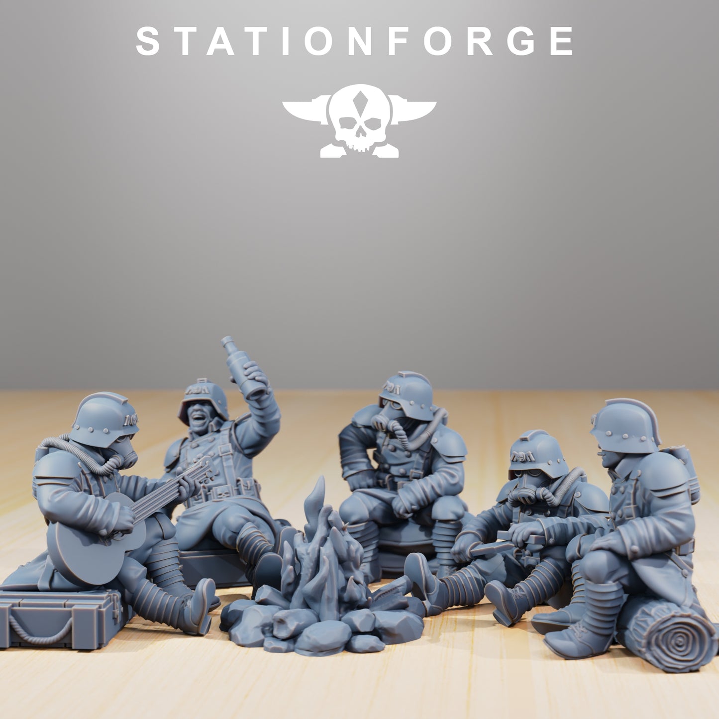 Produktfoto 28mm Tabletop Minis Stationforge: Comrades at Campfire