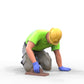 Product photo diorama and model building miniature figure: Construction worker 1 - kneeling tiler with helmet