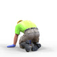 Product photo diorama and model building miniature figure: Construction worker 1 - kneeling tiler with helmet