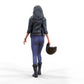 Product photo diorama and model building miniature figure: Racer 5 - Female racer with helmet and leather jacket