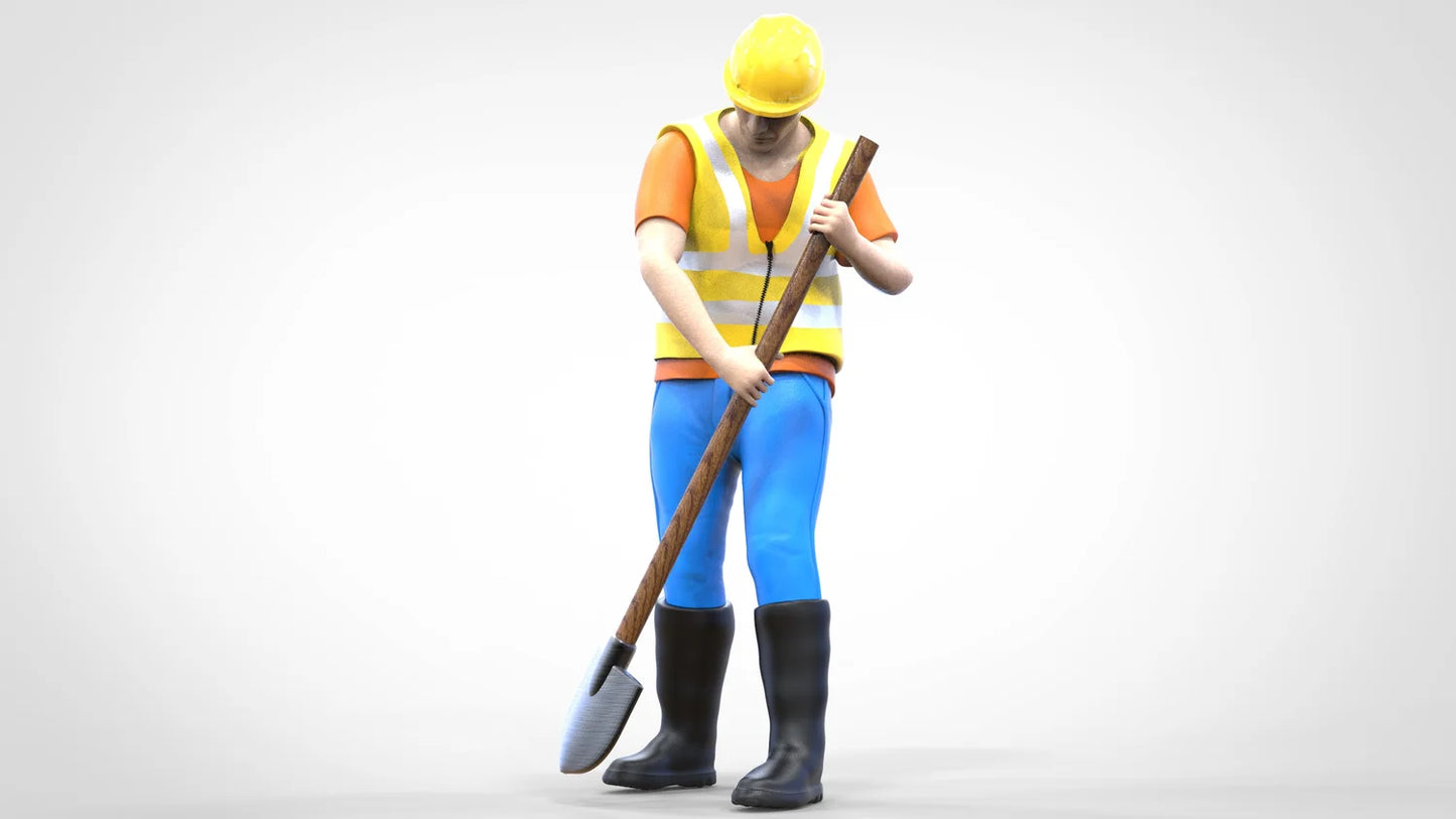Product photo diorama and model building miniature figure: Construction Worker Set, 8 figures