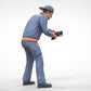 Product photo diorama and model building miniature figure: Mechanic with angle grinder