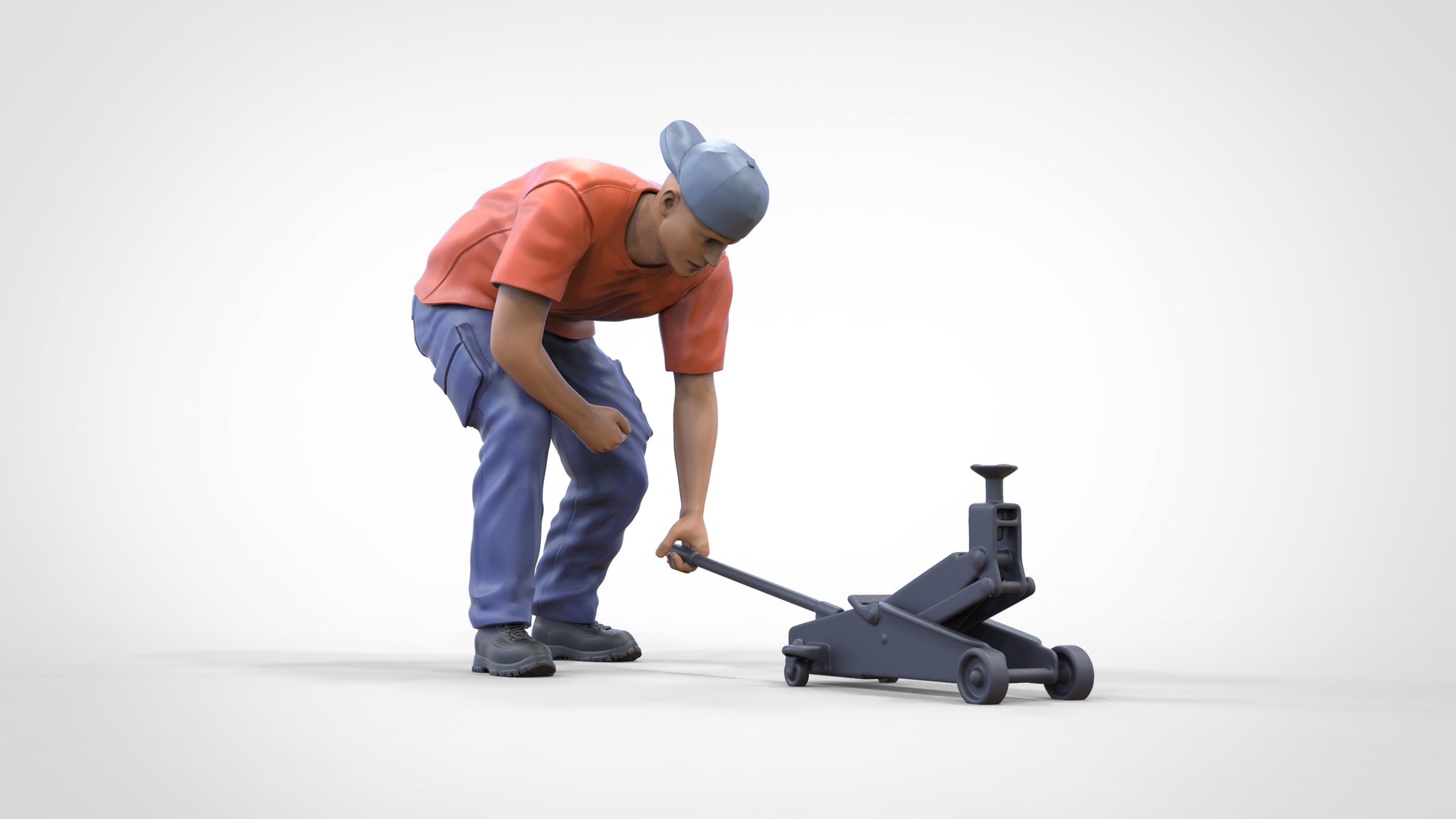 Product photo diorama and model building miniature figure: Mechanic car jack