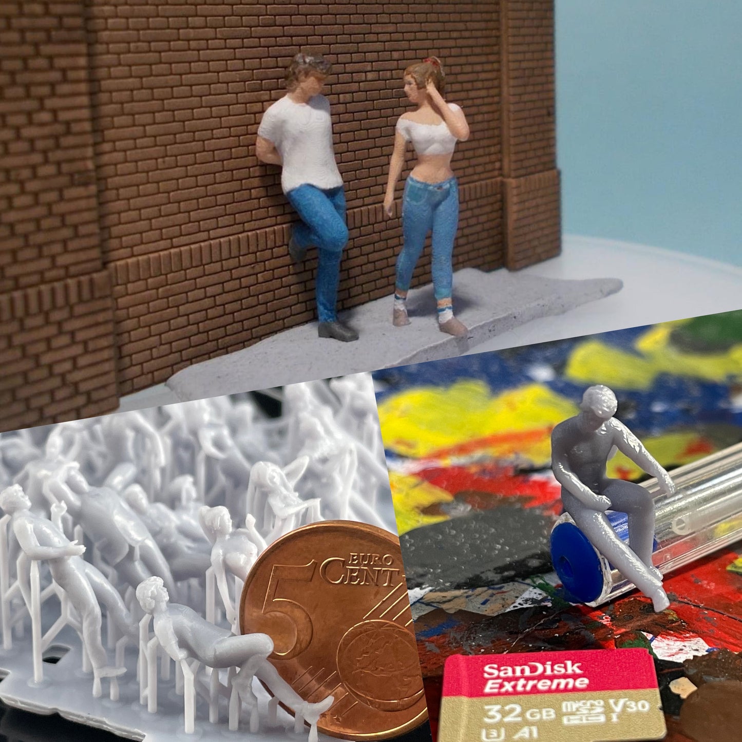 Product photo diorama and model building miniature figure: Spectator set, 60 figures 1:87 - H0 / 1:72 - 25mm