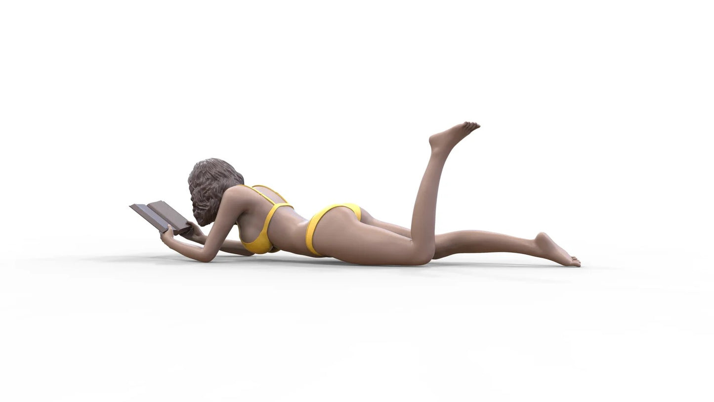 Product photo diorama and model building miniature figure: Woman at the beach 1