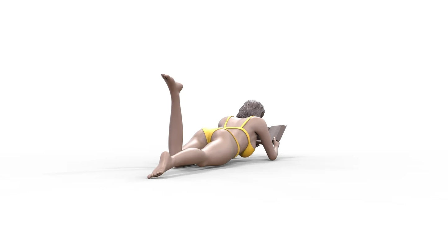 Product photo diorama and model building miniature figure: Woman at the beach 1