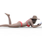 Product photo diorama and model building miniature figure: Woman at the beach 2