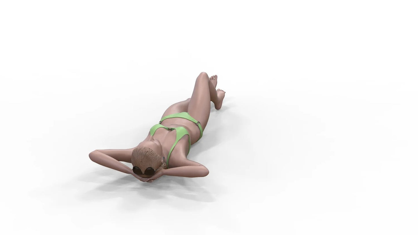 Product photo diorama and model building miniature figure: Woman at the beach 3