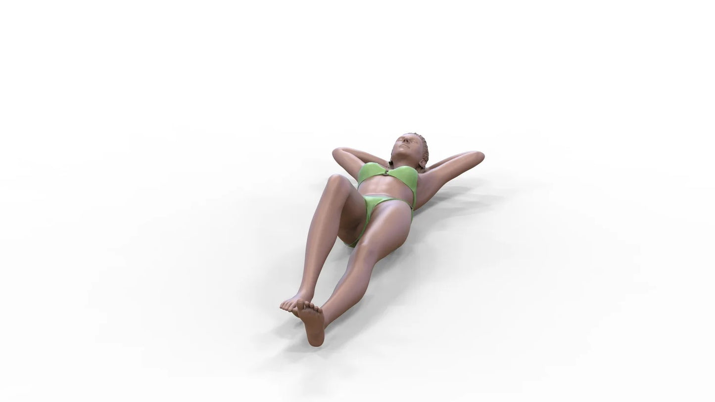 Product photo diorama and model building miniature figure: Woman at the beach 3